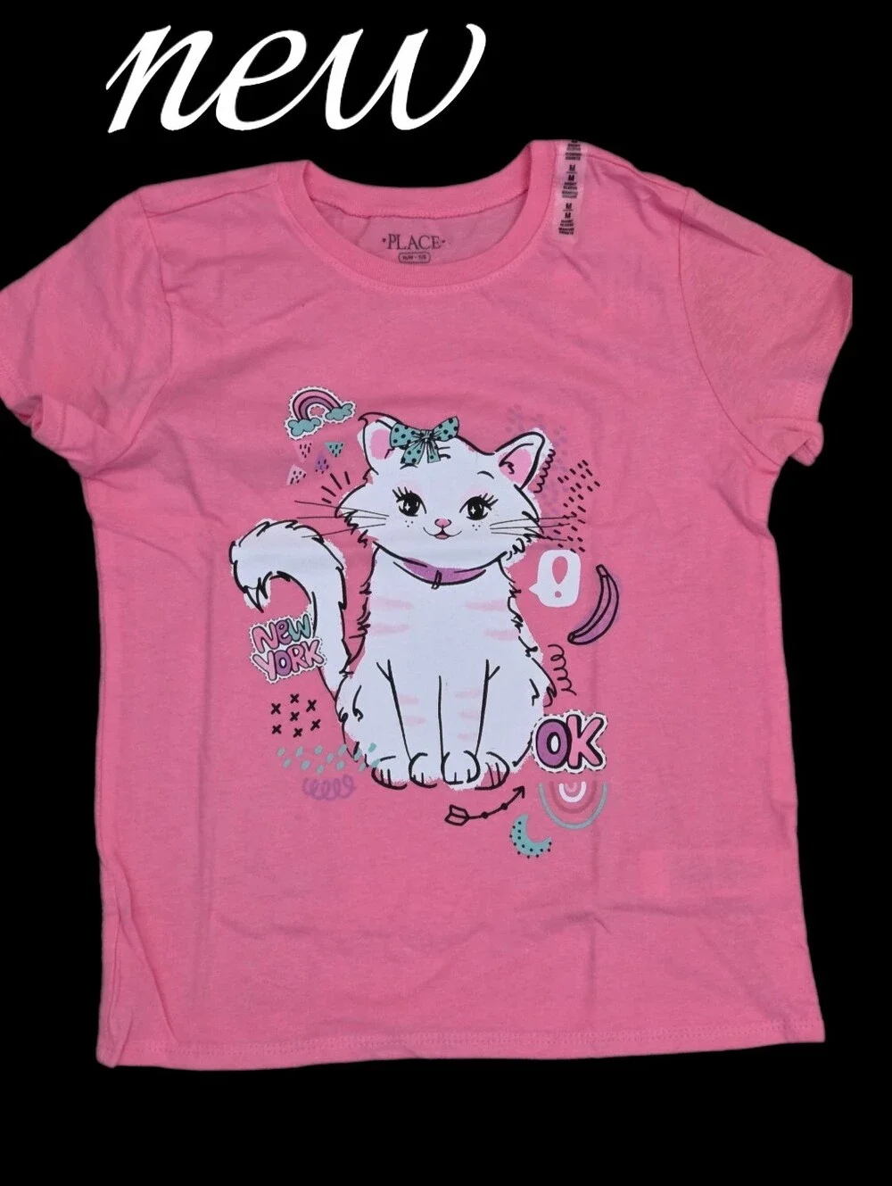 The Children's Place graphic kitty shirt top Girls M 7/8